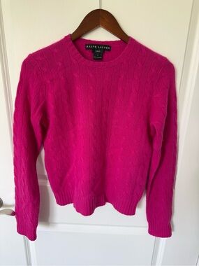 Ralph Lauren Black Label Slim Fit Cashmere Cable Knit Sweater Size Large